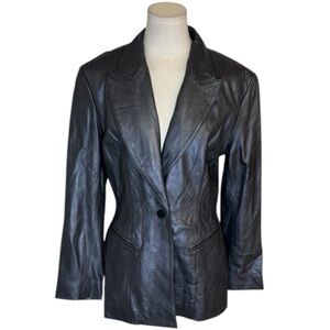 MICHAEL HOBAN 80’s 90’s North Beach‎ Leather Jacket Blazer Size 8 Gray Vintage